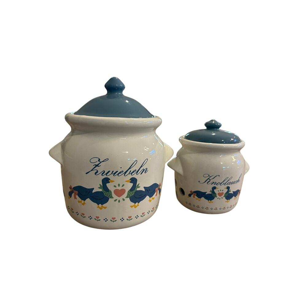 VTG Ceramic Geese Canister 8x6 Vent Cottagecore Country Farm Onion Garlic German